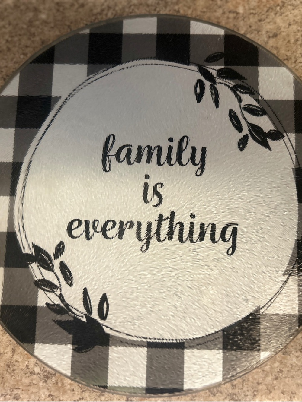 Family Is Everything Round Decorative Sign - Black & White